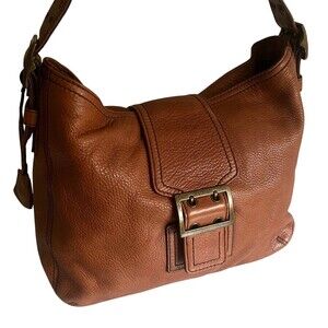 Banana Republic Y2K 2006 Brown Pebbled Leather Shoulder Bag Purse Buckle Boho